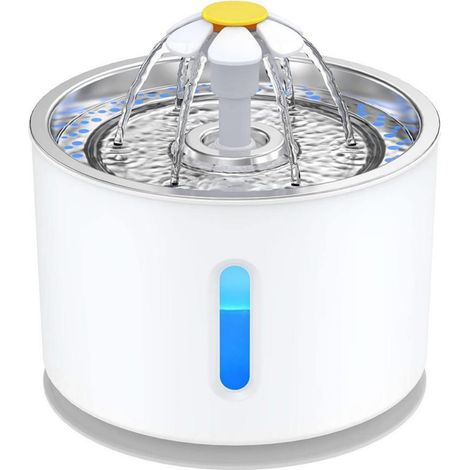 Fontaine À Eau Pour Animaux - 2,4 L - Acier Inoxydable - 3 Modes De Flux - Niveau D'eau Visible - 1 Pièce (1/5)
