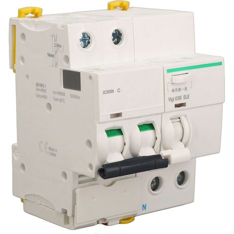 Disjoncteur de sécurité avec protection contre les fuites de courant, interrupteur pneumatique pour bâtiments résidentiels et commerciaux, 400 V CA, 6 A (1/5)