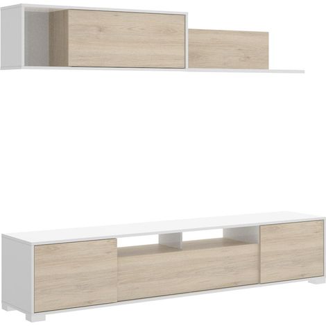 KEN Salon TV con puertas estante blanco natural (1/3)