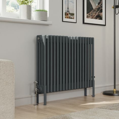 Warmehaus Traditional 4 Column Anthracite Radiator Cast Iron Style Radiators 600x830mm