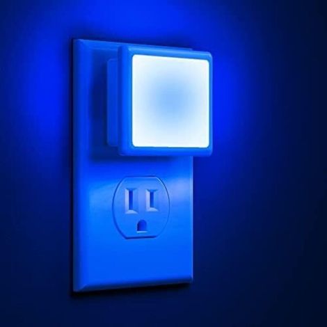 Veilleuse murale - interrupteur automatique, idéale pour les chambres, salles de bain, couloirs, etc. - 1 pièce, lumière bleue (1/3)