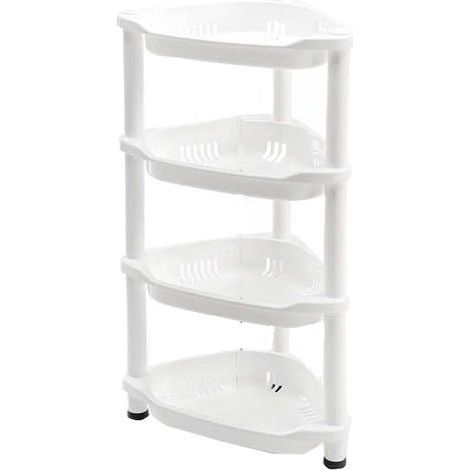 Étagère de douche d'angle antirouille en plastique ABS – 4 niveaux – Dimensions 77x37x26 cm – Installation facile sans outil (1/5)