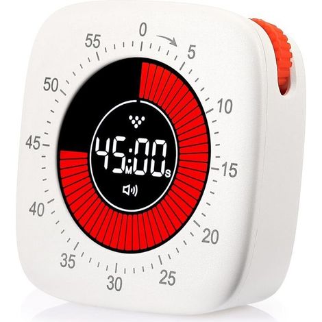Minuteur visuel numérique avec écran Couleur, Compte à rebours de 60 Minutes, Silencieux Outil de Gestion du Temps pour Cuisine, Salle de Classe, Réunions, Enfants et Adultes