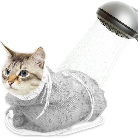 Sac de douche en maille respirante gris 50 x 70 cm, 1 pièce, anti-rayures, réglable, pour la coupe des ongles et le bain