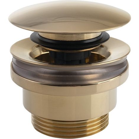 Bonde de lavabo 5/4", clic-clac silencieux, gros bouchon, 5-55mm, or (1/5)