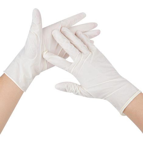 Gants d'examen jetables en latex, souples et élastiques, pour l'industrie agroalimentaire (100 pièces/boîte)