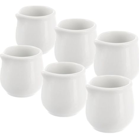Jarra de leche de porcelana blanca Mona, 4x4 cm, 20 ml, 6 unidades. (1/5)