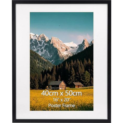 Bilderrahmen 40x50 cm mit Passepartout, Schwarz, Wandmontage (1/5)