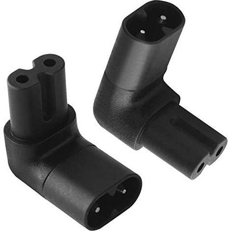Adaptateur coudé à 90 degrés Figure 8 IEC 320 C7 vers C8 - Adaptateur CA - Rallonge - Noir (1/3)