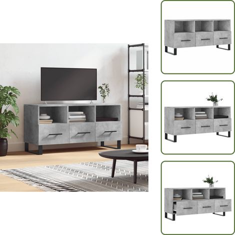 Meuble TV gris béton 102x36x50 cm bois d'ingénierie - Meubles Tv - Meuble Téléviseur - Rangement Tv - Meuble Media - Armoire Tv (1/5)