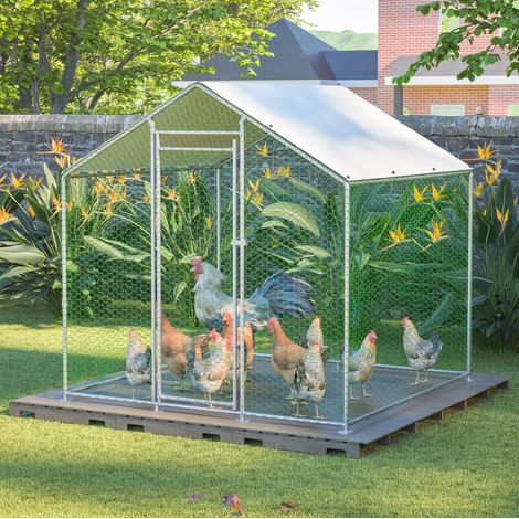 Recinto per galline 2 x 2 x 2 m in acciaio zincato con telo PE, argento DESVIAE (1/5)