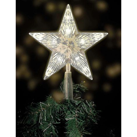 Cime de sapin de Noël avec 10 LED et prise secteur - Cime de sapin illuminée blanc chaud - Étoile de sapin de Noël (ruipei) (1/5)