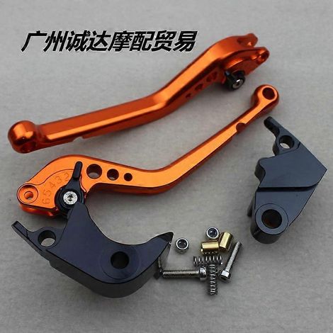 Convient aux Kawasaki ZX636R/ZX6RR 05-06, guidon de frein, d'embrayage et de klaxon en alliage d'aluminium à réglage modifié (tige longue orange) (1/5)