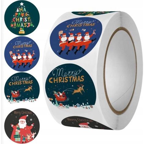 Pegatinas navideñas ECARLA en cinta de 25 mm NNK14, 500 unidades