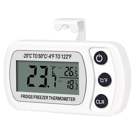Thermomètre de Réfrigérateur Thermomètre de Pièce de Congélateur Numérique Etanche,-20 ℃ à 50 ℃ (-4℉ à 122℉) avec Grand Ecran LCD (1/5)