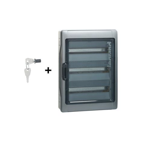 Legrand - Plexou00b3 - Coffret u00e9tanche + Serrure - 3 Rangu00e9es 18 modules - IP65/IK09 - Ref. : 001926+001966 (1/4)