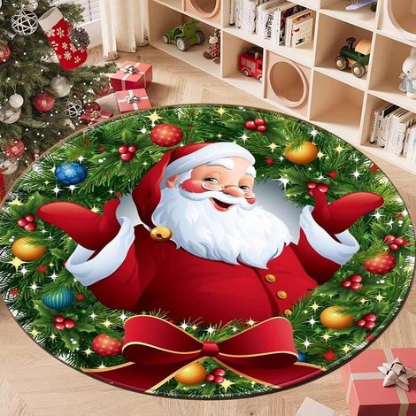 Runder Weihnachtsteppich Ø80 cm, Schneemann-Motiv (1/5)