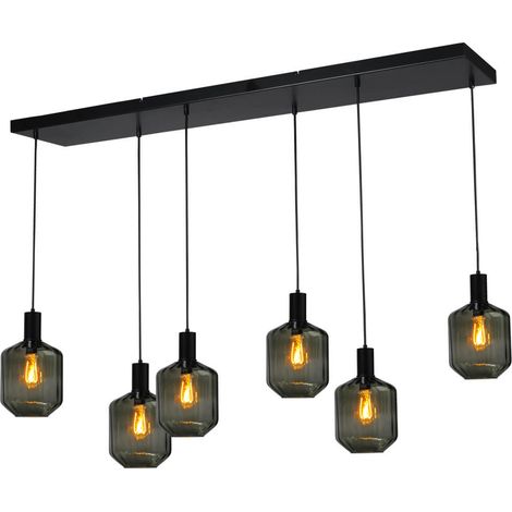 Lampe suspendue 6 lumières - noire - Porto avec verres verts Jagger - 2711-05-05-130-25610