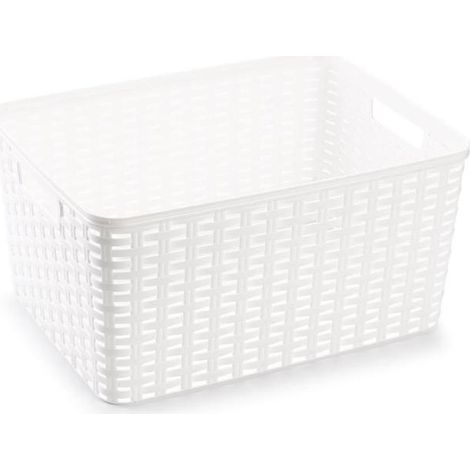 Cesta de almacenamiento organizador Rattan mimbre 18 Litros Blanco