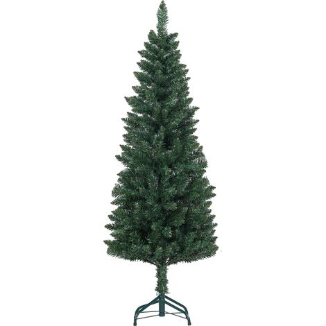Árbol de navidad estrecho 150 cm árbol de navidad tipo lápiz con base plegable y 317 ramas para dormitorio oficina verde (1/5)
