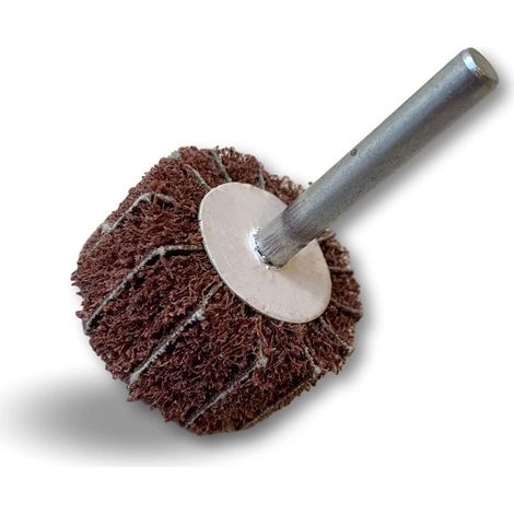 Roue abrasive de polissage satinage sur tige Lamelles tissu abrasif et mousse abrasive - A l'unité - Ø 40 - Gr. 60 (1/5)