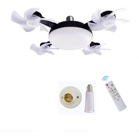 Ventilador de techo con luz y mando a distancia, ventilador de techo con iluminación LED regulable, 3 velocidades, bombilla ajustable para dormitorio, cocina, garaje (blanco, 4 cabezales de luz) [Clas (1/5)