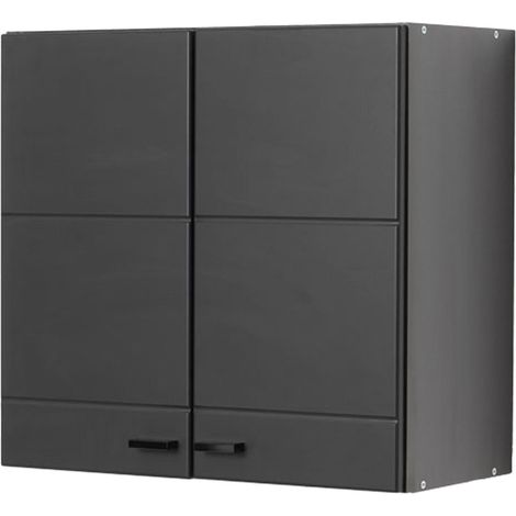 Palmiano Küchenbuffet, Küchenschrank, Einlageboden, 2 Türen, 2 Fächer, 60x30x57 cm, Anthrazit Schwarz