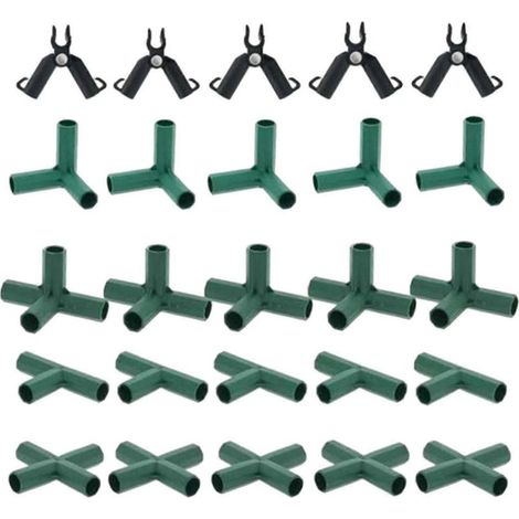 20 connecteurs pour structure de serre, tuteurs pour plantes, supports à fleurs, abri de jardin avec protection solaire (1/5)