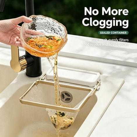 Support de filtre pour évier de cuisine, support de filtre à déchets alimentaires en maille pliable, panier d'évier en acier inoxydable avec 50 filtres (1/4)