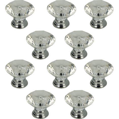 10 x runder Möbelknopf in Diamant-Silber (1/5)