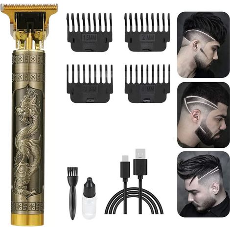 Tondeuse à cheveux pour homme, coupe sans espace, lame en T, sans fil et rechargeable, tondeuse à barbe électrique, kit de coupe de cheveux avec écran LCD, cadeau pour homme (1/5)