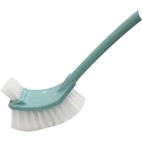 Ensemble de brosses de toilette en plastique à double tête avec support, idéal pour la maison, l'hôtel ou la chambre (bleu). (1/5)