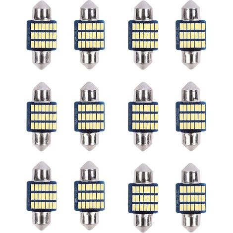 12 Pièces Ampoule LED Voiture - Eclairage Led Voiture Kit Universel 12V 6000K Blanc Froid, Super Lumineux 36 LEDs par Ampoule, Facile Plug and Play pour Plafonnier, Tableau de Bord, camping-car (1/5)