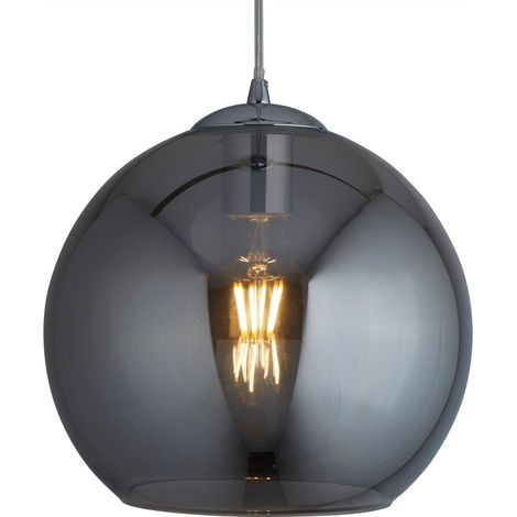 Sospensione Contemporanea Balls Acciaio Cromo Vetro Fumè 1 Luce E27 D25Cm (1/2)