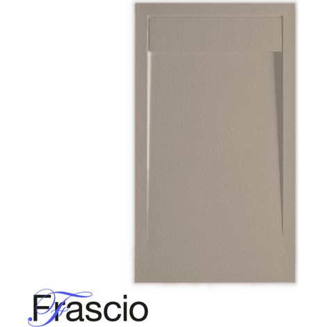 Duschwanne 70X140 cm mit Marmorrost Vulcano Line Slim Mokka RAL 1019 aus Harz und Marmor mit Ablaufgarnitur inklusive- FRASCIO