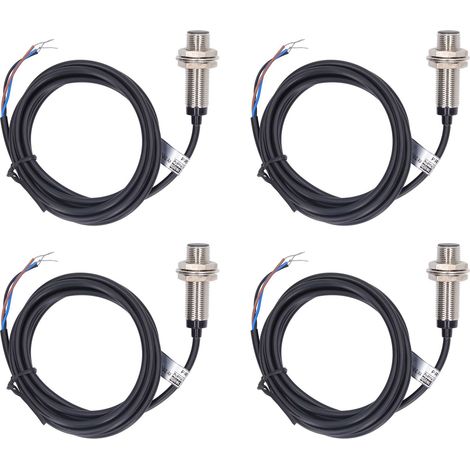 Lot de 4 capteurs de proximité inductifs, diamètre 12 mm, transistor NPN CC à 3 fils, contact NC, alimentation 6-36 V CC, plage de mesure de 2 mm (1/5)