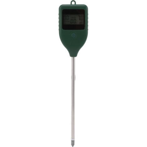 Detector de suelo 3 en 1: pH, humedad y fertilidad con pantalla verde para uso en jardines interiores y exteriores. (1/5)