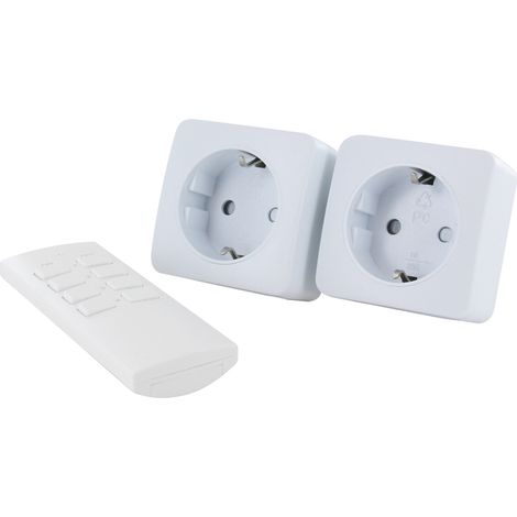 Lot de 2 mini prises Schuko On/Off +  1 télécommande - Chacon (1/5)