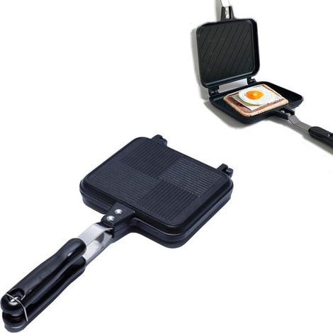 Sartén antiadherente de doble cara con mango resistente al calor，ideal para freír huevos y sándwiches，15 cm，compatible con todo tipo de cocinas (1/5)