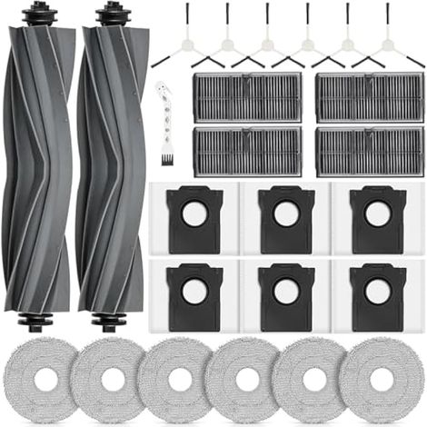 25 accessori per robot aspirapolvere DREAME L10s Pro Ultra Heat / L10s Ultra Gen 2 / X30 Ultra / MOVA E30 Ultra. Include 2 spazzole principali, 4 filtri, 6 panni, 6 sacchetti per la polvere e 6 spazzo