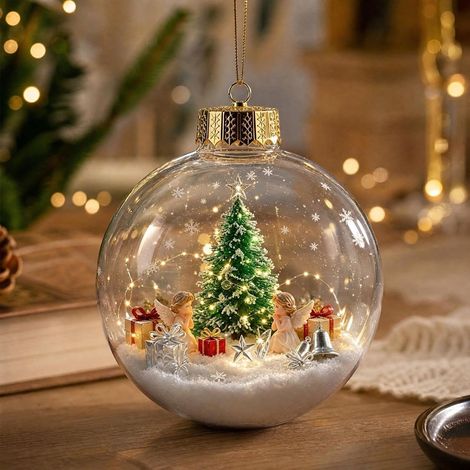 Beleuchtete Weihnachtskugel mit Aufhängevorrichtung für Zuhause, Geschenk, Weihnachtskugel 16