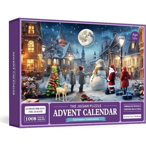 Calendario dell'Avvento 2024 - Puzzle da 1008 pezzi - Calendario del conto alla rovescia di Natale di 24 giorni per bambini e adulti