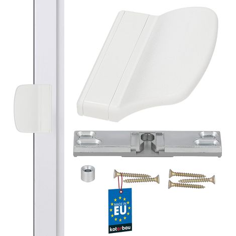 Loqueteau de porte de balcon pratique - 6 couleurs différentes - Sécurité fumeur - Poignée de porte de balcon universelle - Blanc (1/5)