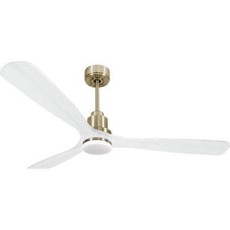 Tenerife  - Super destratificateur et ventilateur DC 166 cm Laiton avec lumière pales bois blanc 30 à 60 m² (1/5)