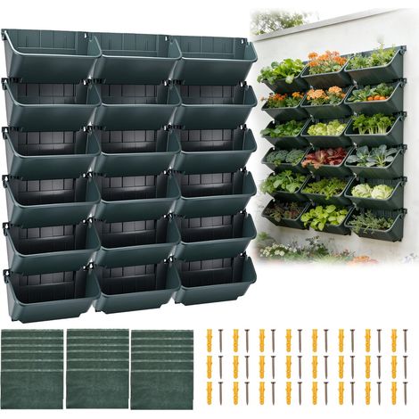 Jardin Vertical, Tour à Plantes avec Poches Suspendues Et 18 Pots Jardinière Murale Verticale Système Culture pour Herbes Fruits Légumes Et Fleurs Mur Végétal Intérieur Et Extérieur (Vert) (1/5)