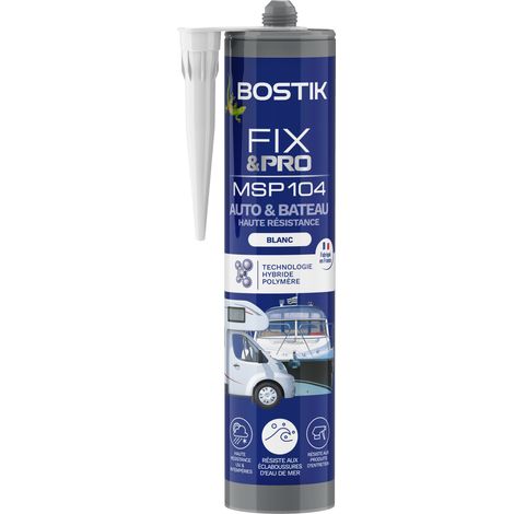 Bostik FIXPRO – Mastic Auto et Bateau MSP 104 – Colle et Joint – Tous matériaux – Résiste aux Intempéries et à l’Eau de Mer – Mastic Hybride Polymère – Couleur : Blanc – 1 Cartouche 290 ml (1/5)