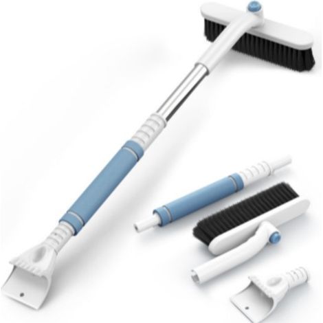 Brosse à neige avec grattoir à glace - blanc/bleu - Grattoir à glace avec brosse - Brosse rotative à 360° (1/5)