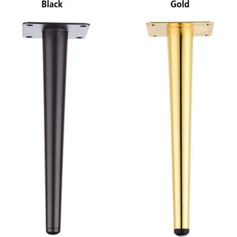 pcs (25 cm droits coniques noirs avec or) Pieds de canapé Meubles Pieds en métal Armoire de salle de bain Meuble TV Pieds de support de matériel de table (1/4)