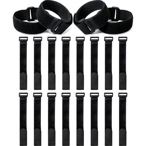 Lot de 20 attaches câble réutilisables 2,5 x 60 cm, auto-agrippantes avec boucle, sangles en nylon noir pour la gestion des fils, les cordes, tuyaux - 2.5mm 600mm (1/5)
