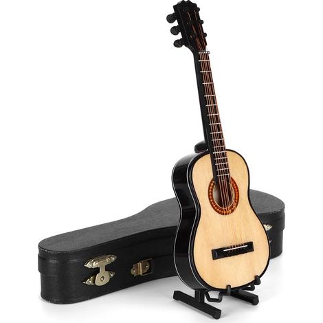 Maquette miniature guitare classique en bois avec support, décoration instrument de musique, cadeau (1/5)